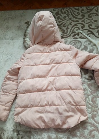 Kürklü Kapüşonlu Pembe Kız Çocuk Mont - Görsel 18