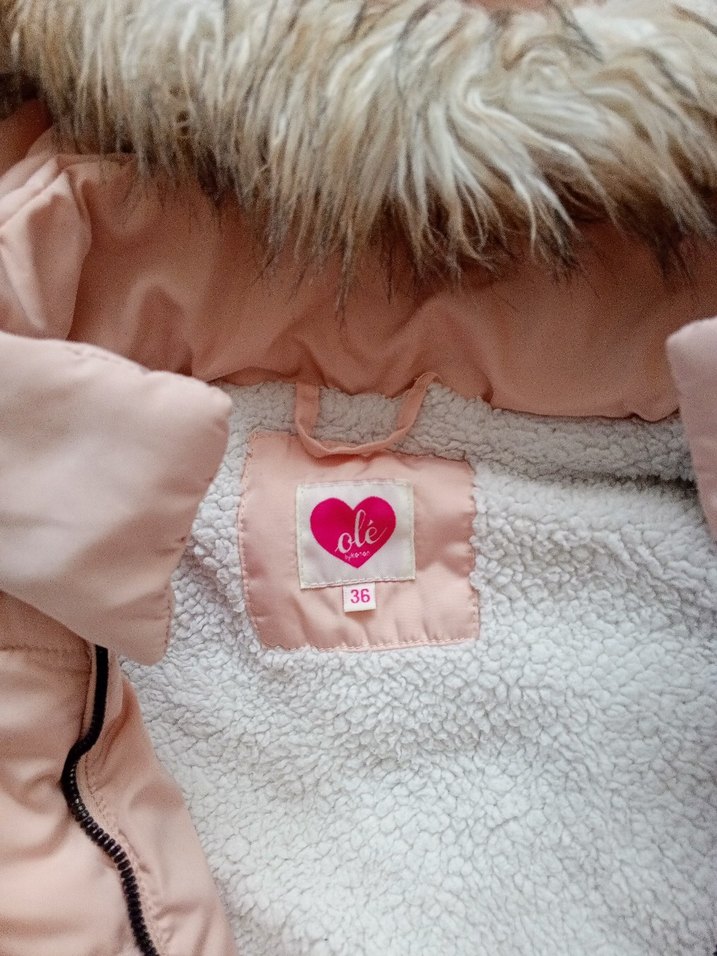 Kürklü Kapüşonlu Pembe Kız Çocuk Mont - Görsel 3