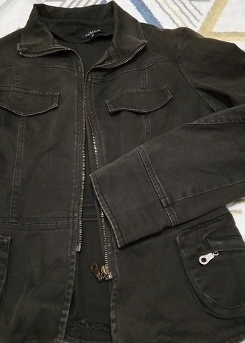 Siyah Fermuarlı Denim Kadın Ceket - Görsel 5