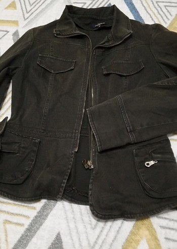 Siyah Fermuarlı Denim Kadın Ceket - Görsel 3