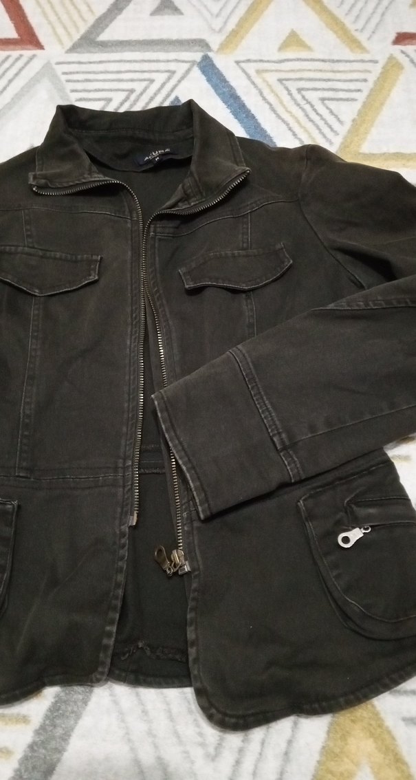 Siyah Fermuarlı Denim Kadın Ceket - Görsel 5