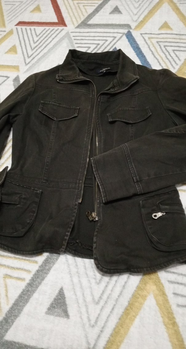 Siyah Fermuarlı Denim Kadın Ceket - Görsel 3