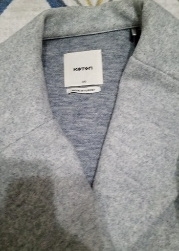 Gri çift düğmeli kadın kaban - Görsel 9