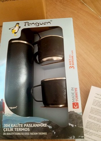 Penguen Siyah Paslanmaz Çelik Termos Seti - Görsel 8