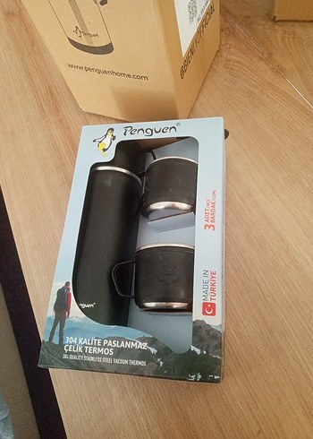 Penguen Siyah Paslanmaz Çelik Termos Seti - Görsel 6