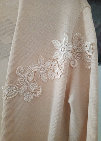 Bej Uzun Vintage Kadın hırka - Görsel 7