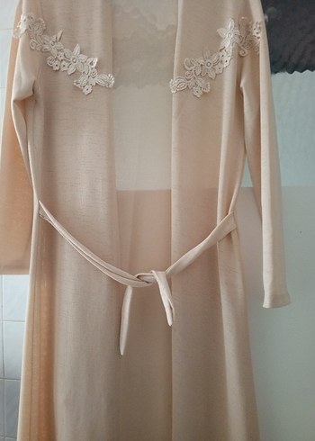 Bej Uzun Vintage Kadın hırka - Görsel 3