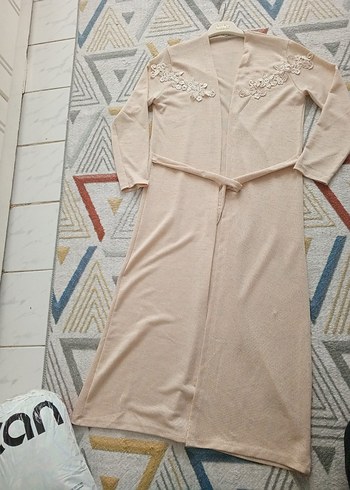 Bej Uzun Vintage Kadın hırka - Görsel 9