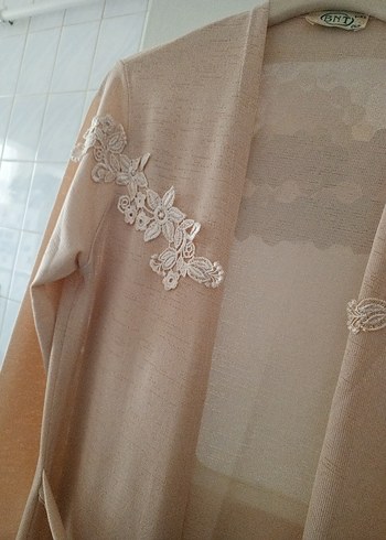 Bej Uzun Vintage Kadın hırka - Görsel 8