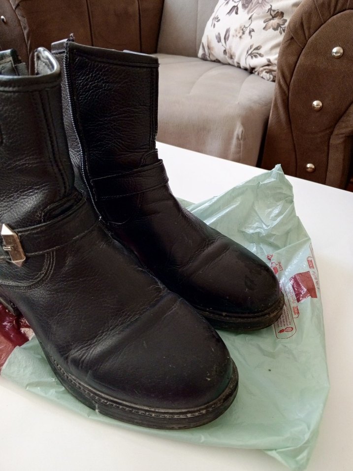 Kahverengi Deri Tokalı Biker bayan Bot - Görsel 2