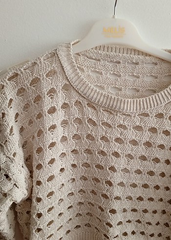 Bej Bohem Örgü Kadın Kazak - Görsel 2