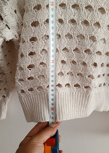 Bej Bohem Örgü Kadın Kazak - Görsel 5