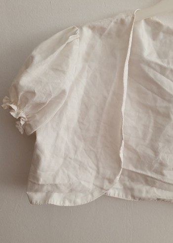 Kız Çocuk Keten Beyaz Bolero - Görsel 2