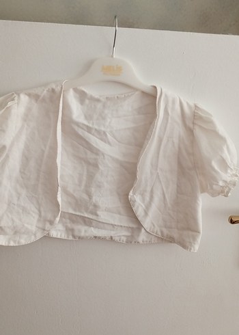 Kız Çocuk Keten Beyaz Bolero - Görsel 4