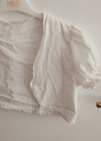 Kız Çocuk Keten Beyaz Bolero - Görsel 3