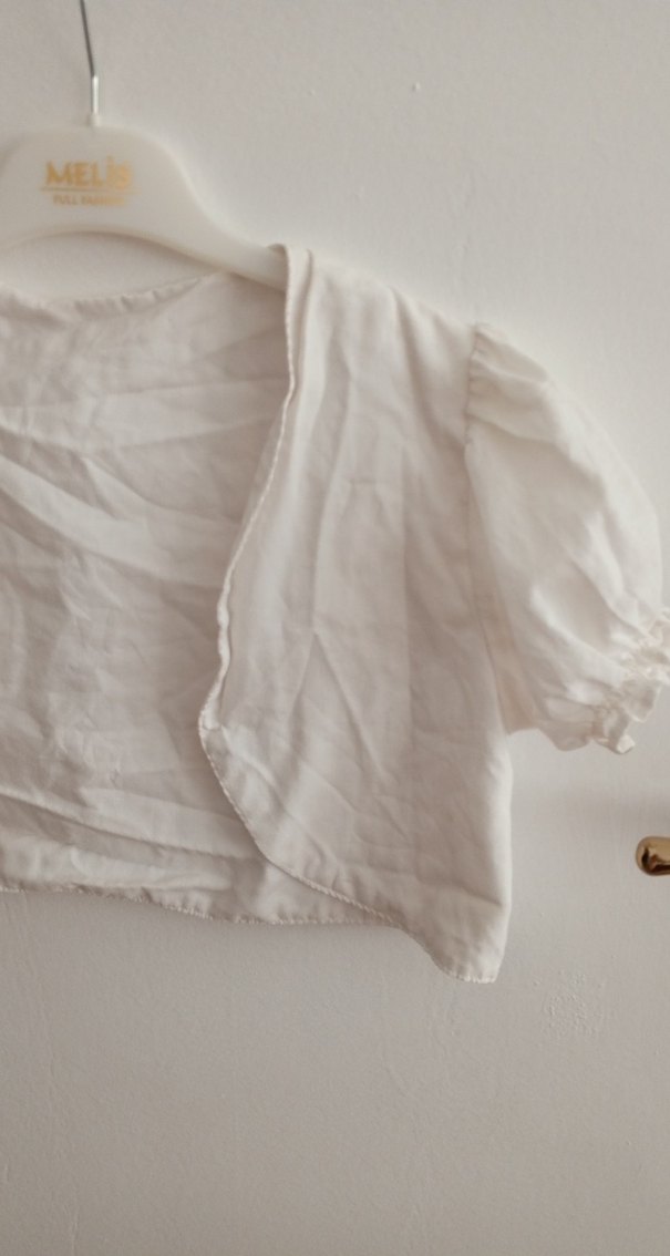 Kız Çocuk Keten Beyaz Bolero - Görsel 3