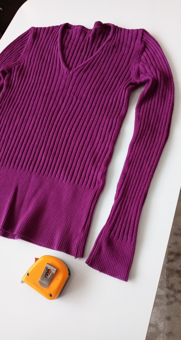 Mor V Yaka Fitilli Kadın Triko - Görsel 4