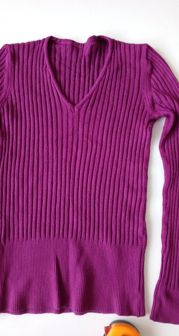 Mor V Yaka Fitilli Kadın Triko - Görsel 5
