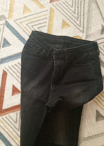 m Beden Siyah Kadın Kot Pantolon - Normal Boy, Kemerli
