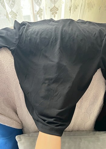 Düğmeli Siyah Hamile Boğazlı Uzun Kollu Tişört - Görsel 2