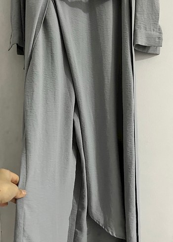 Gri Uzun Keten Elbise /tulum - Görsel 2