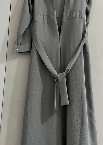 Gri Uzun Keten Elbise /tulum - Görsel 4