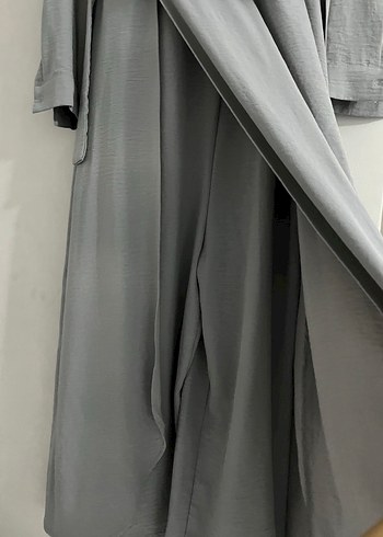 Gri Uzun Keten Elbise /tulum - Görsel 3