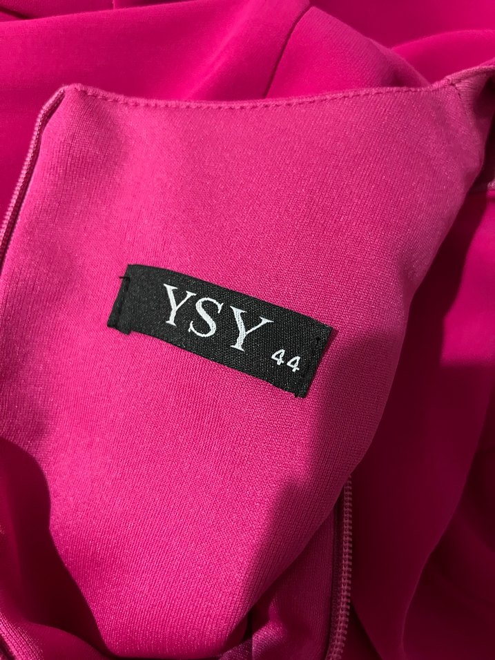 Pembe Uzun Kollu Saten Elbise - Görsel 4