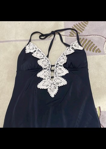 Siyah Dantel Detaylı Kadın Mayo - Görsel 2