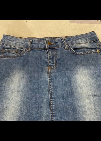 m Beden Mavi Denim Mini Etek