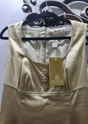 Bej Parlak V Yakalı Abiye Elbise - Görsel 3