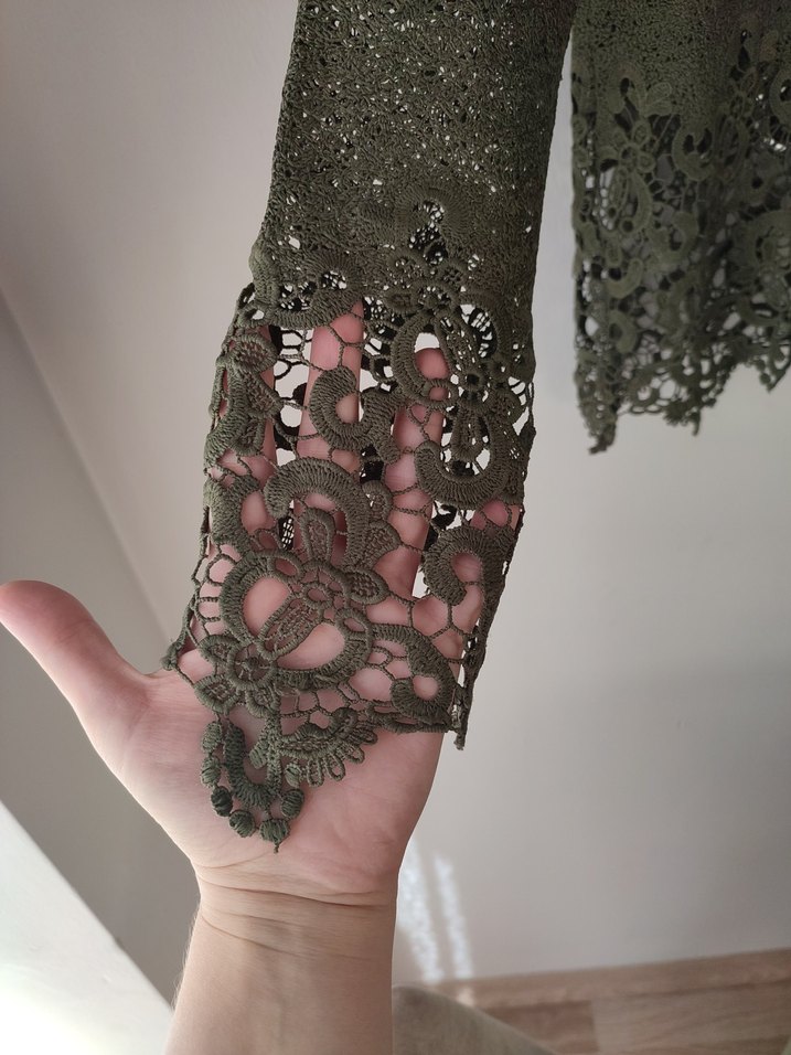 haki Dantel Detaylı Kadın Triko Kazak - Görsel 2