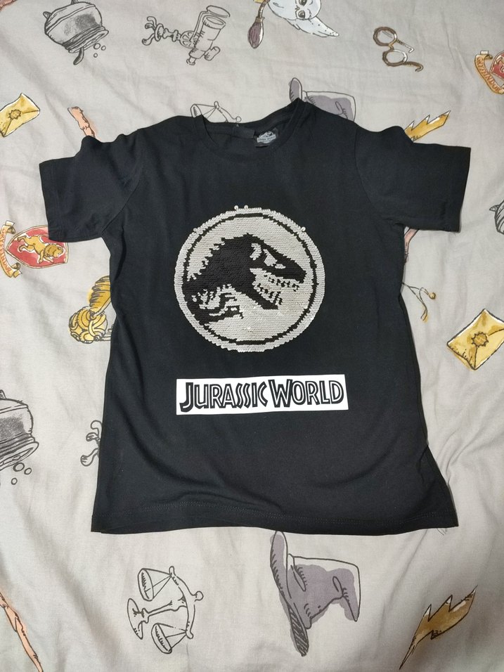 Jurassic World Erkek Siyah payetli Tişört - Görsel 2