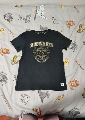 Siyah Hogwarts Baskılı Erkek Tişört - Görsel 3