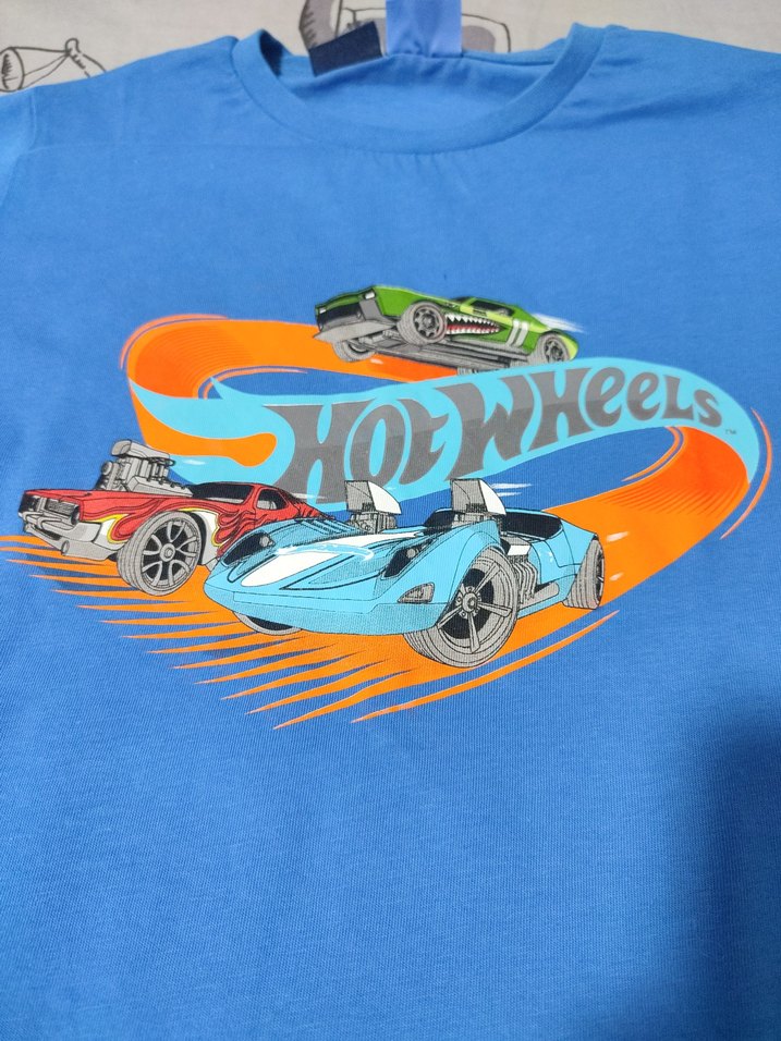 Erkek Çocuk Mavi Hot Wheels Baskılı Tişört - Görsel 2
