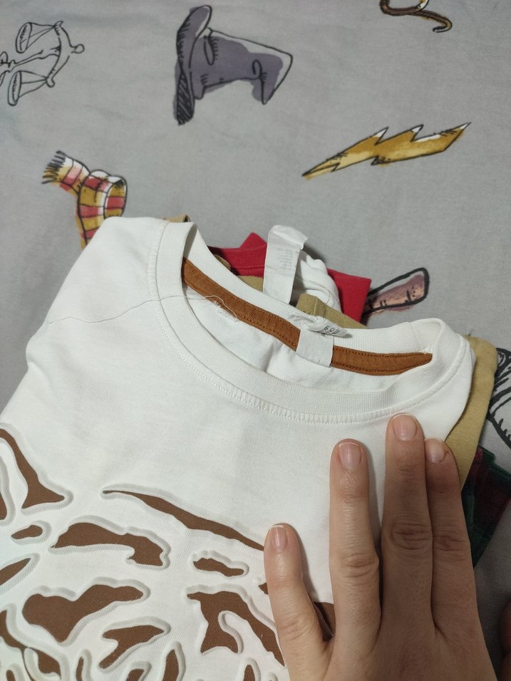 Beyaz kabartma kaplan baskılı Erkek Çocuk Tişörtü - Görsel 4