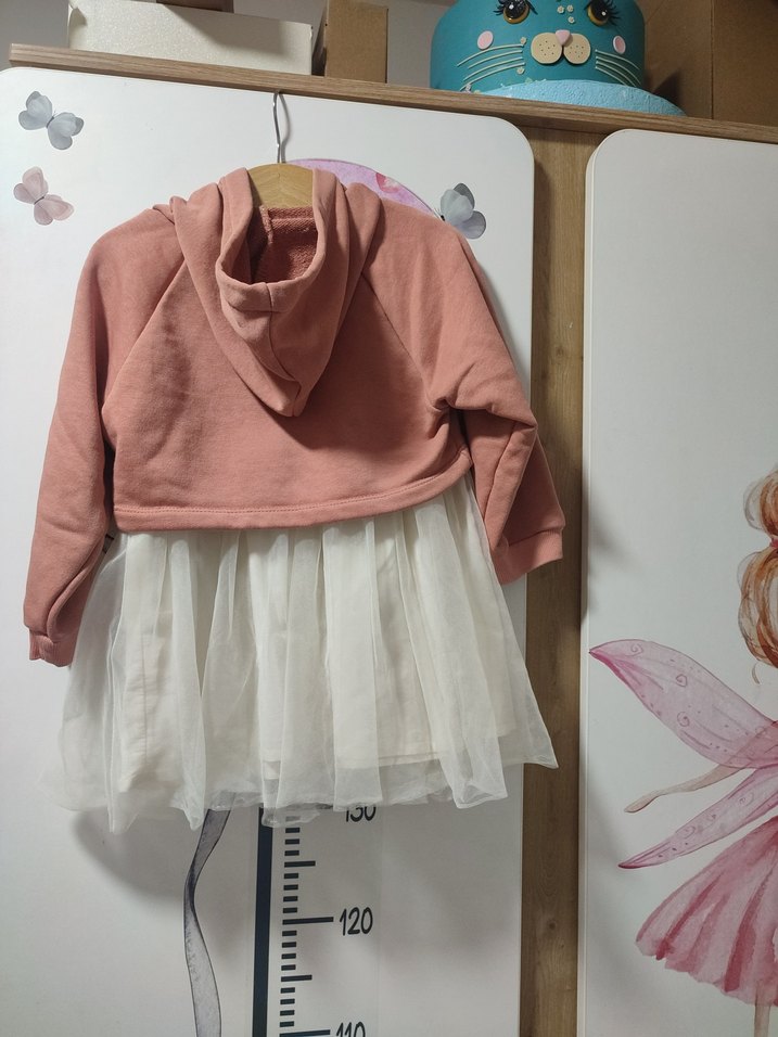 Pembe Kapüşonlu Kız Elbise Tül Etekli le mabelle - Görsel 2