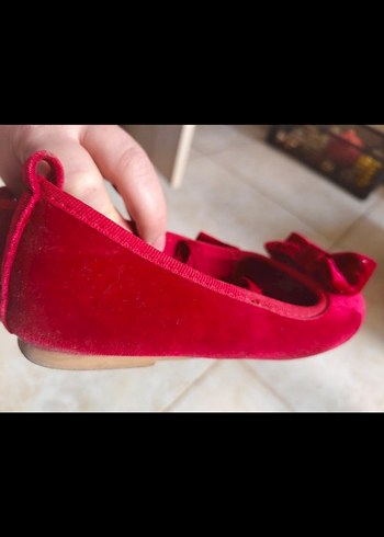 Kız Çocuk Kırmızı Fiyonk Detaylı Babet - Görsel 2