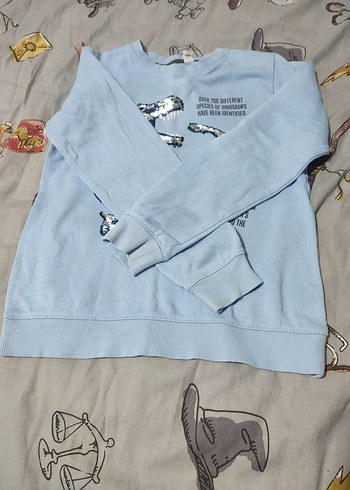 Erkek Çocuk Mavi Baskılı Sweatshirt - Görsel 4