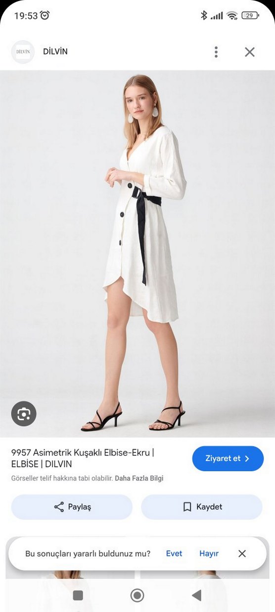 Zara Beyaz Düğmeli Uzun Elbise - Görsel 2