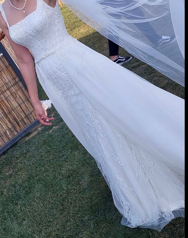 Beyaz Taşlı Gelinlik - Görsel 2