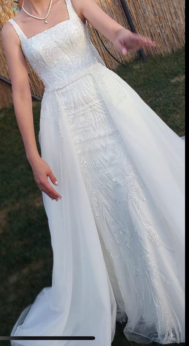 Beyaz Taşlı Gelinlik - Görsel 4