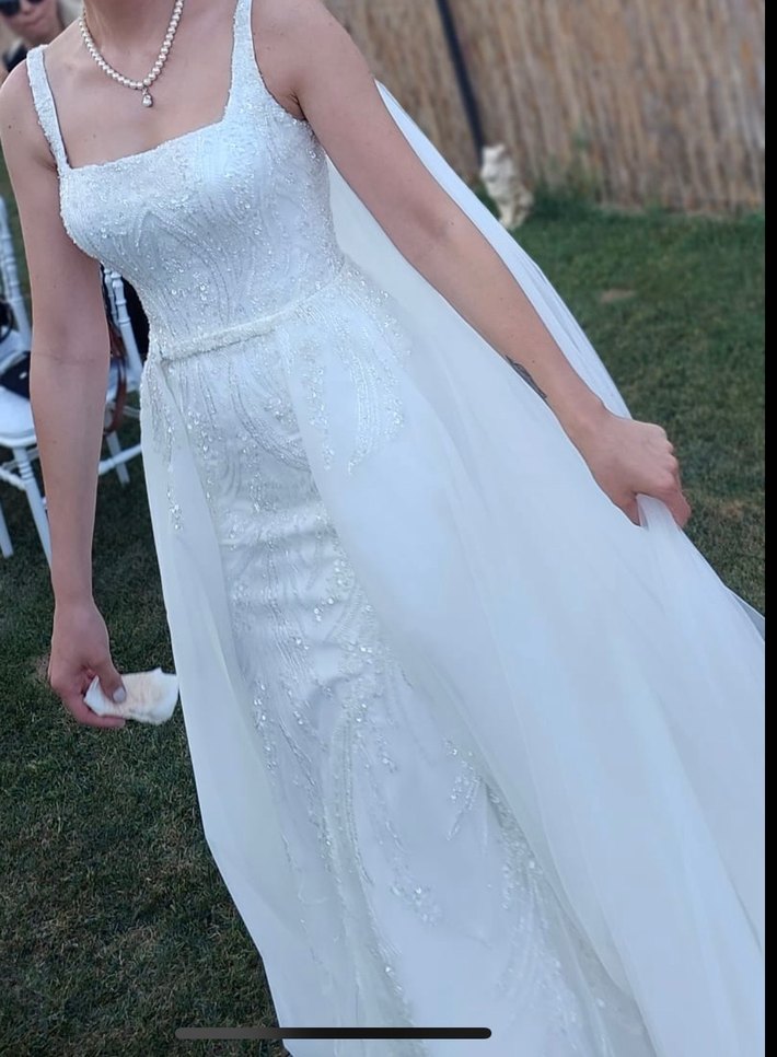 Beyaz Taşlı Gelinlik - Görsel 3