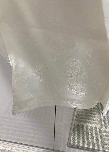 m Beden beyaz Renk Beyaz Çiçek Desenli Kısa Kollu Midi Gömlek pijama takımı