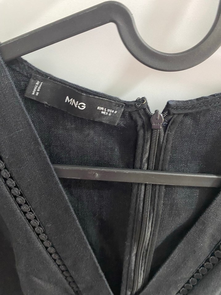 Siyah V Yaka Drapeli Midi Elbise - Görsel 2