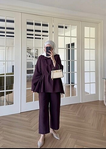 Suud Collection Mürdüm pantolon tunik takım