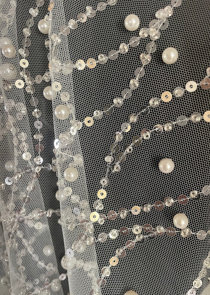 İnci ve pul işlemeli duvak - Görsel 4