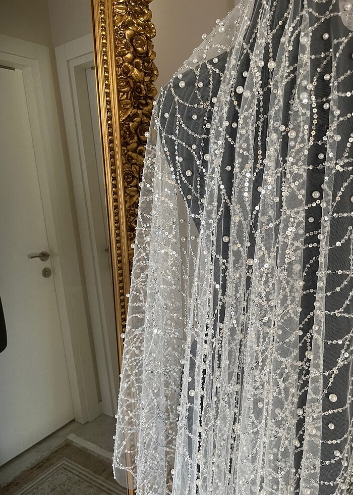 İnci ve pul işlemeli duvak - Görsel 2