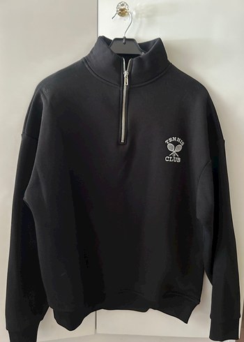Diğer Fermuarlı Siyah Yüksek Yaka Sweatshirt