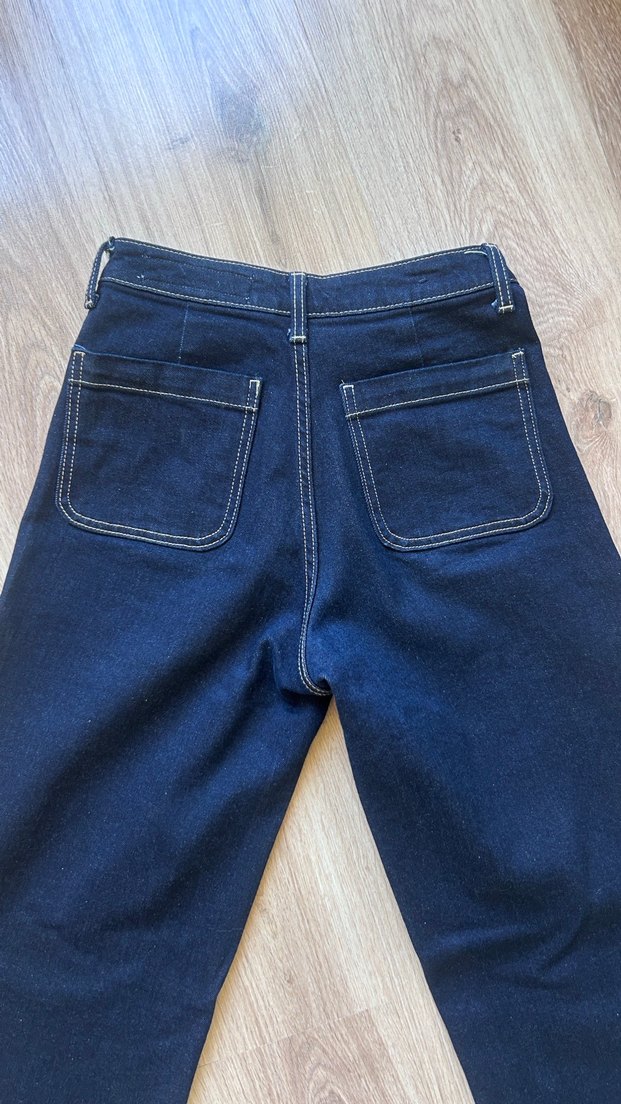 Parlak Lacivert Kadın Denim Pantolon - Görsel 3